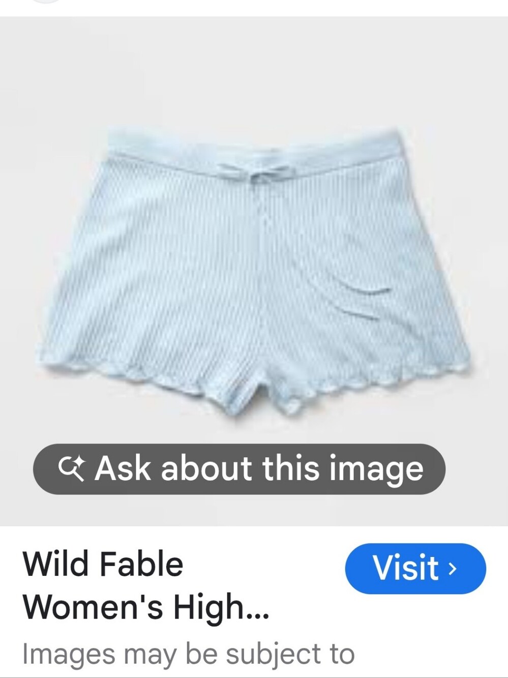 wild fable Pale Blue Ribbed Knit Lounge Shorts- Med